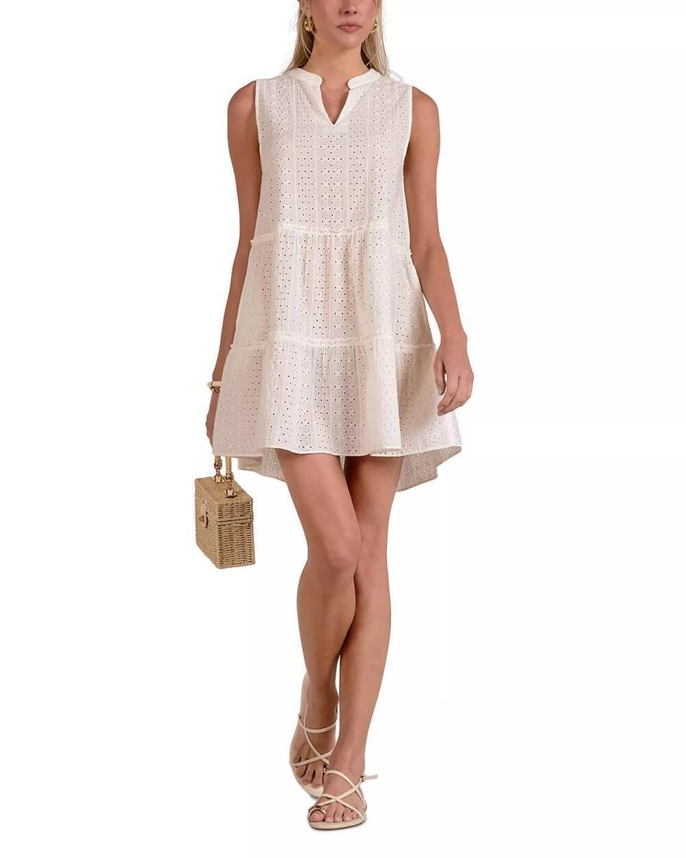 NEW ELAN eyelet sun dress in white
